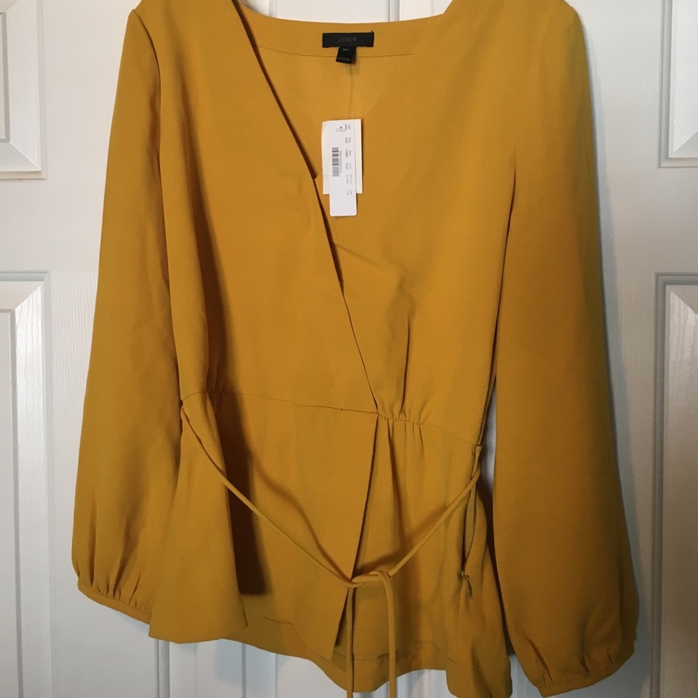 JCrew Drapey Crepe Faux-Wrap Top